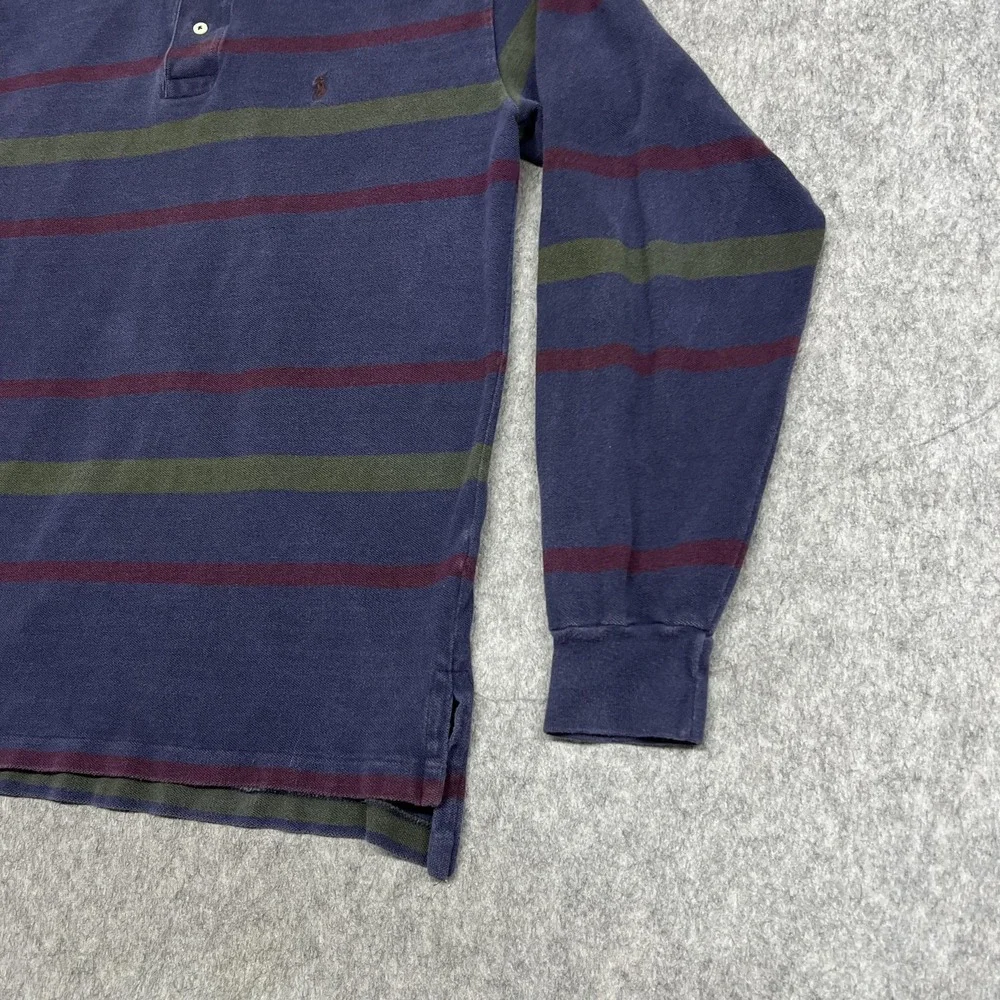 Vintage Polo Ralph Lauren Polo Shirt Mens L Purple Stripe Long Sleeve Rugby USA